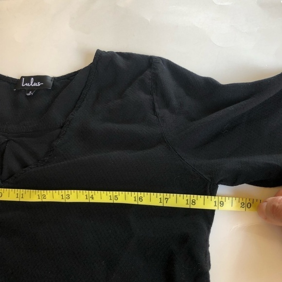 Lulus She Means Business Black Sheer Button-Front Hi-Low Top Size S - Picture 16 of 16